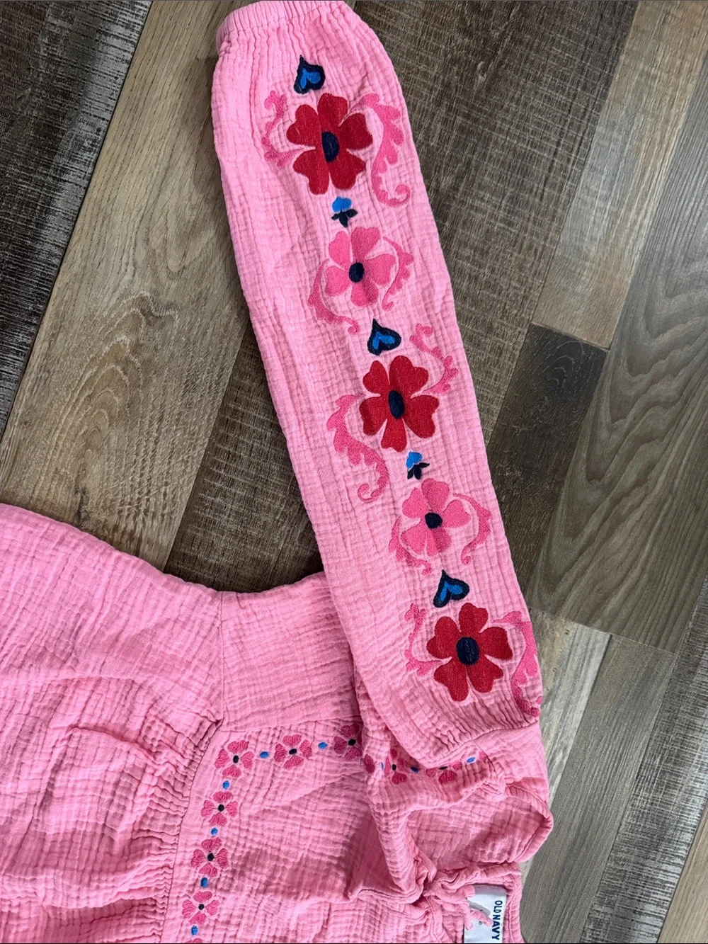 Old Navy Pink Long-Sleeve Embroidered Girls' Dress